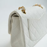 CHANEL Handbag Chanel Vintage White Lambskin Classic Flap Small GHW - Redeluxe