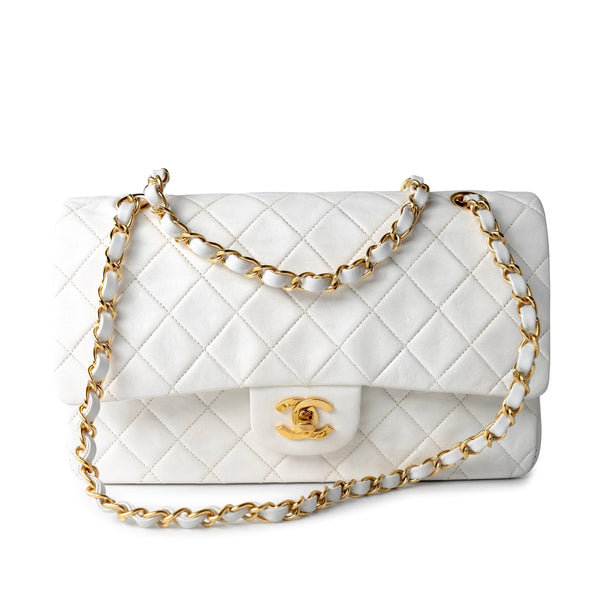 Buy Chanel Vintage White Lambskin Quilted Classic Flap