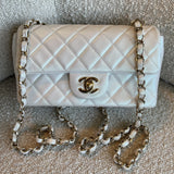CHANEL Handbag Chanel White Iridescent Mini Rectangular LGHW - Redeluxe