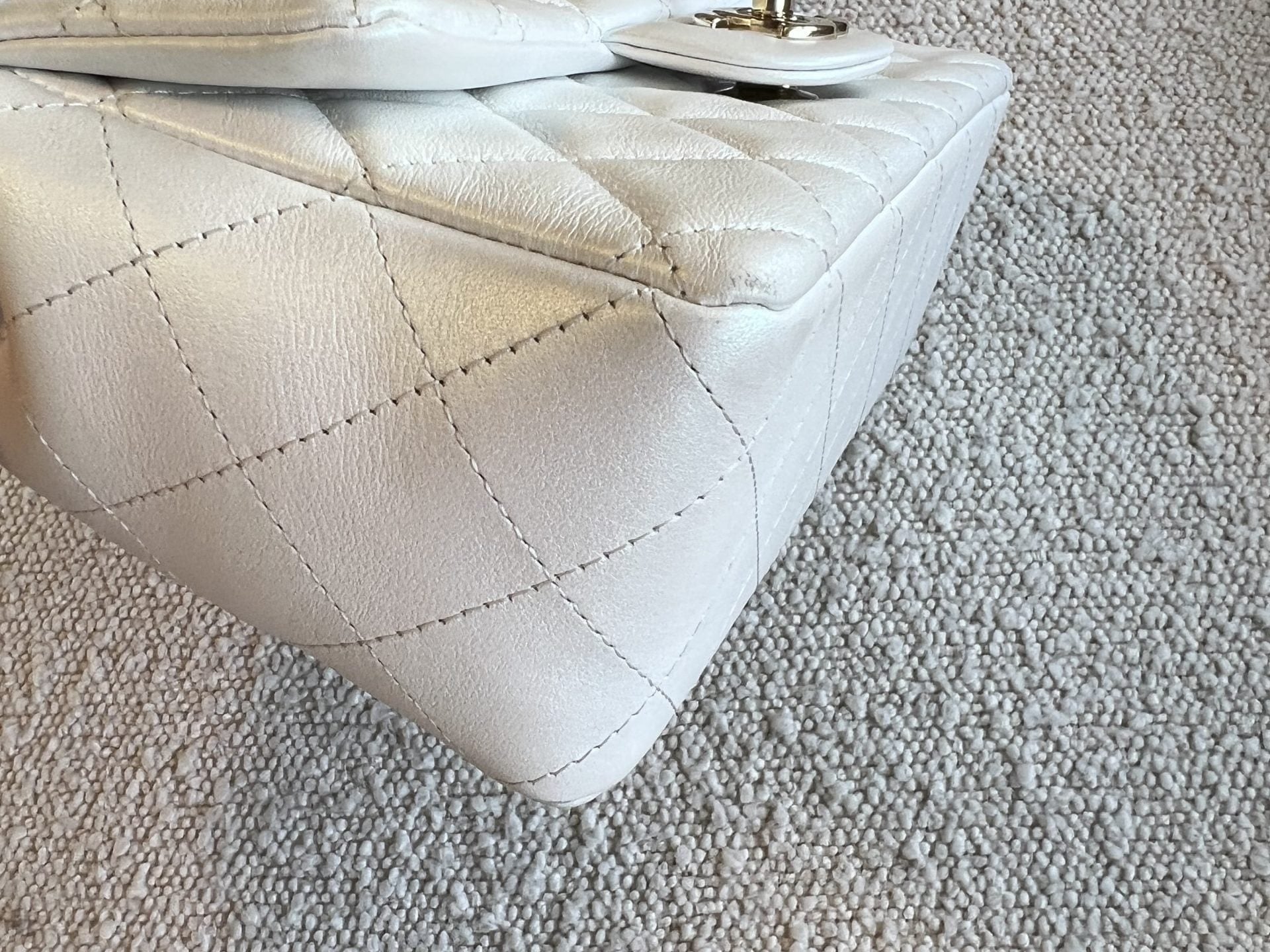 CHANEL Handbag Chanel White Iridescent Mini Rectangular LGHW - Redeluxe