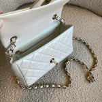 CHANEL Handbag Chanel White Iridescent Mini Rectangular LGHW - Redeluxe