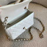 CHANEL Handbag Chanel White Iridescent Mini Rectangular LGHW - Redeluxe