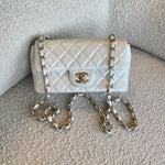 CHANEL Handbag Chanel White Iridescent Mini Rectangular LGHW - Redeluxe