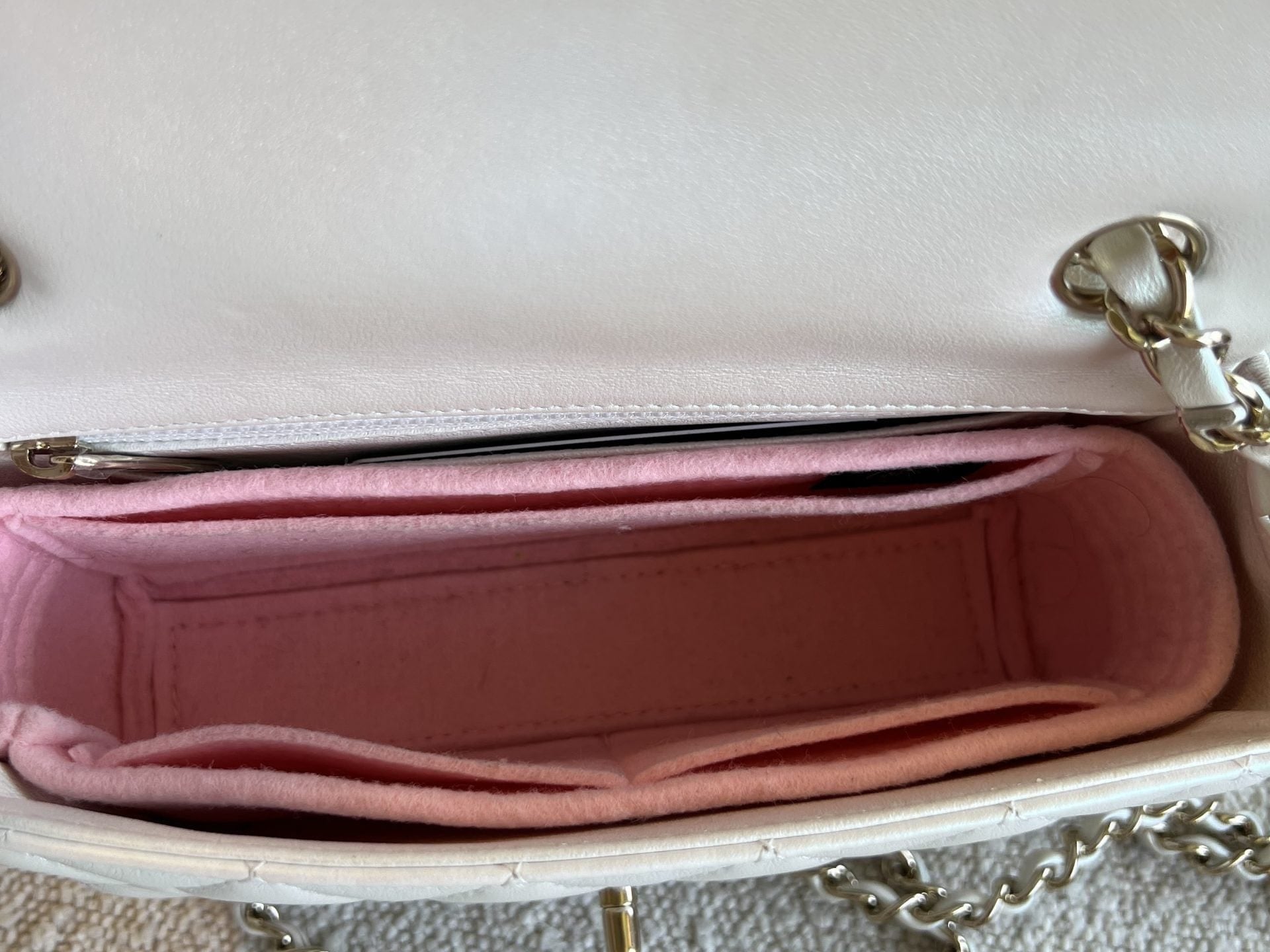 CHANEL Handbag Chanel White Iridescent Mini Rectangular LGHW - Redeluxe