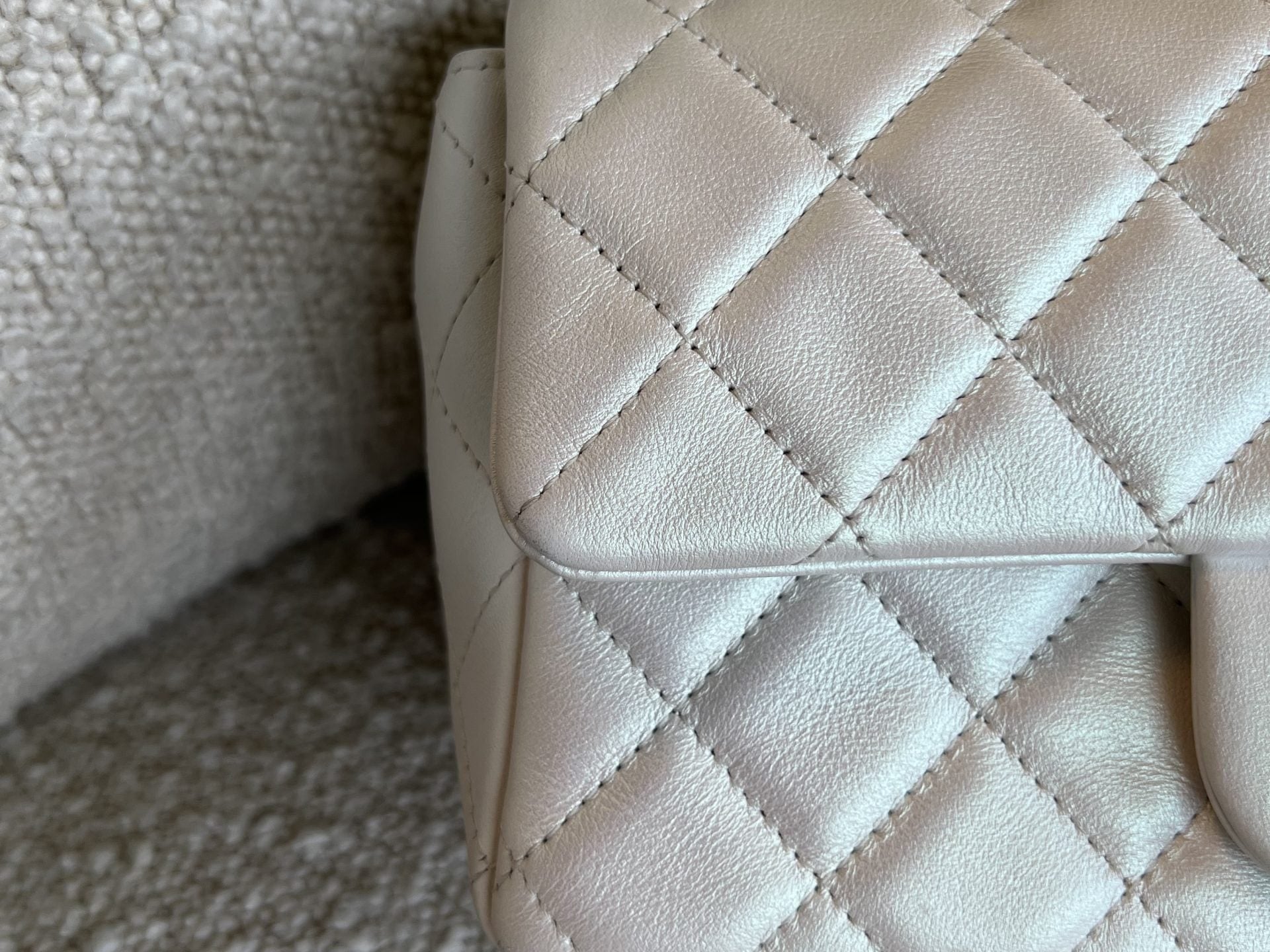 CHANEL Handbag Chanel White Iridescent Mini Rectangular LGHW - Redeluxe