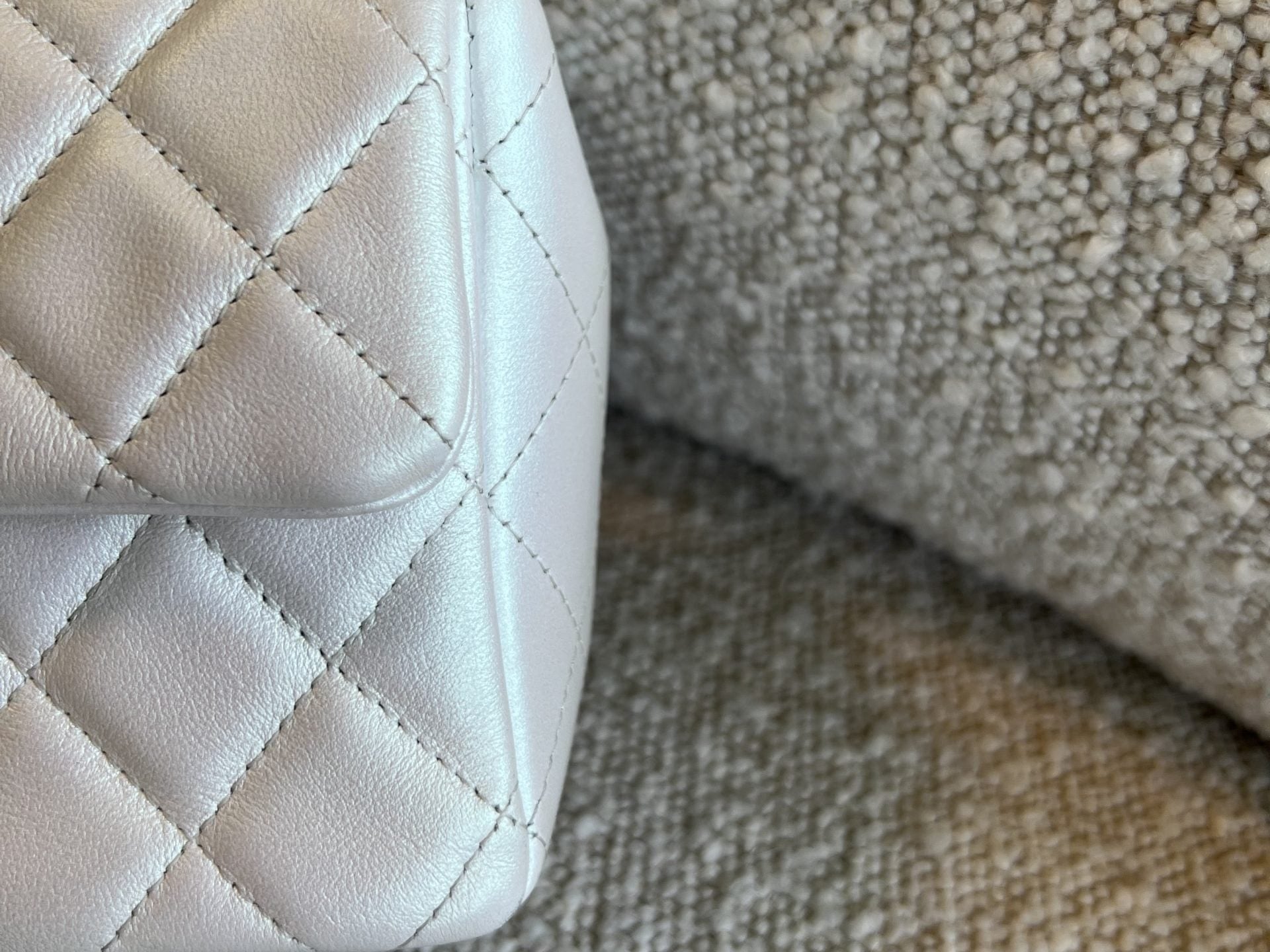 CHANEL Handbag Chanel White Iridescent Mini Rectangular LGHW - Redeluxe