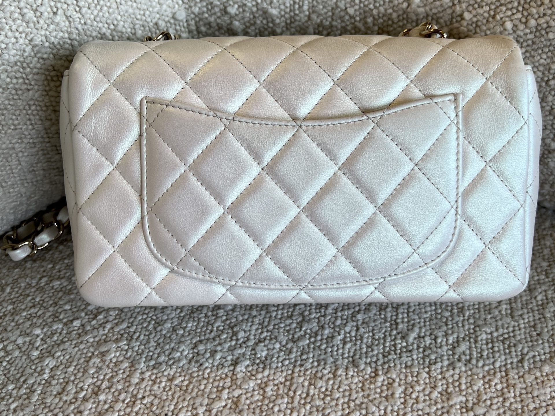 CHANEL Handbag Chanel White Iridescent Mini Rectangular LGHW - Redeluxe
