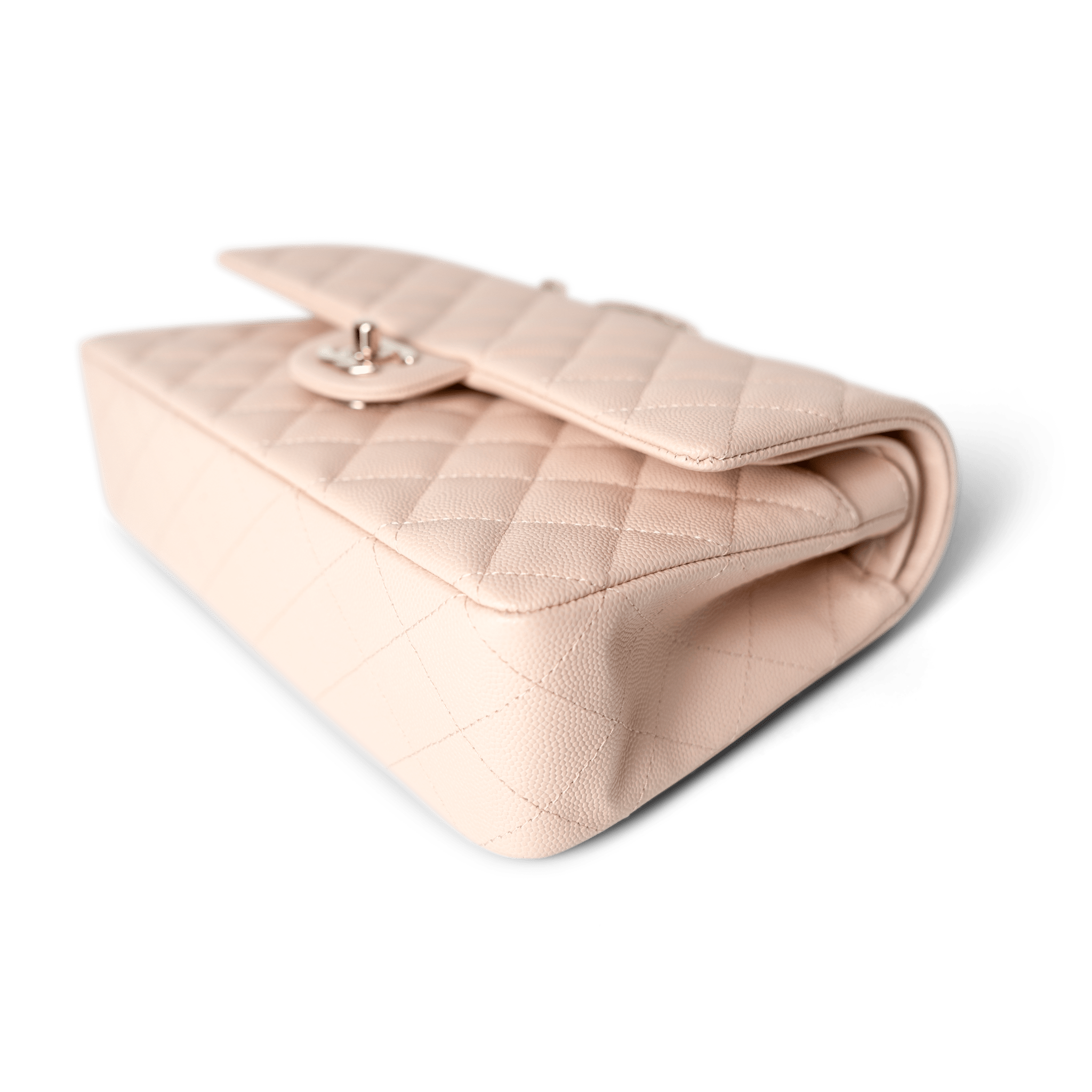 CHANEL Handbag Classic Flap / Beige 22c Beige Caviar Quilted Classic Flap Medium Light Gold Hardware - Redeluxe