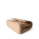 CHANEL Handbag Classic flap / Beige Beige / Tan Caviar Quilted Classic Flap Medium Light Gold Hardware - Redeluxe