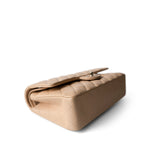 CHANEL Handbag Classic flap / Beige Beige / Tan Caviar Quilted Classic Flap Medium Light Gold Hardware - Redeluxe