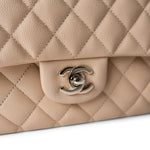CHANEL Handbag Classic flap / Beige Beige / Tan Caviar Quilted Classic Flap Medium Light Gold Hardware - Redeluxe