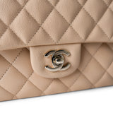 CHANEL Handbag Classic flap / Beige Beige / Tan Caviar Quilted Classic Flap Medium Light Gold Hardware - Redeluxe