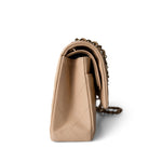CHANEL Handbag Classic flap / Beige Beige / Tan Caviar Quilted Classic Flap Medium Light Gold Hardware - Redeluxe