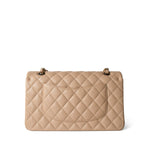 CHANEL Handbag Classic flap / Beige Beige / Tan Caviar Quilted Classic Flap Medium Light Gold Hardware - Redeluxe