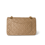 CHANEL Handbag Classic Flap / Beige Dark Beige Lambskin Quilted Vintage Classic Flap Gold Hardware - Redeluxe