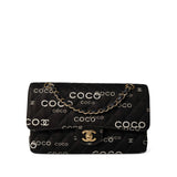 CHANEL Handbag Classic Flap / Black Black Canvas Quilted COCO Medium Classic Flap Light Gold Hardware - Redeluxe