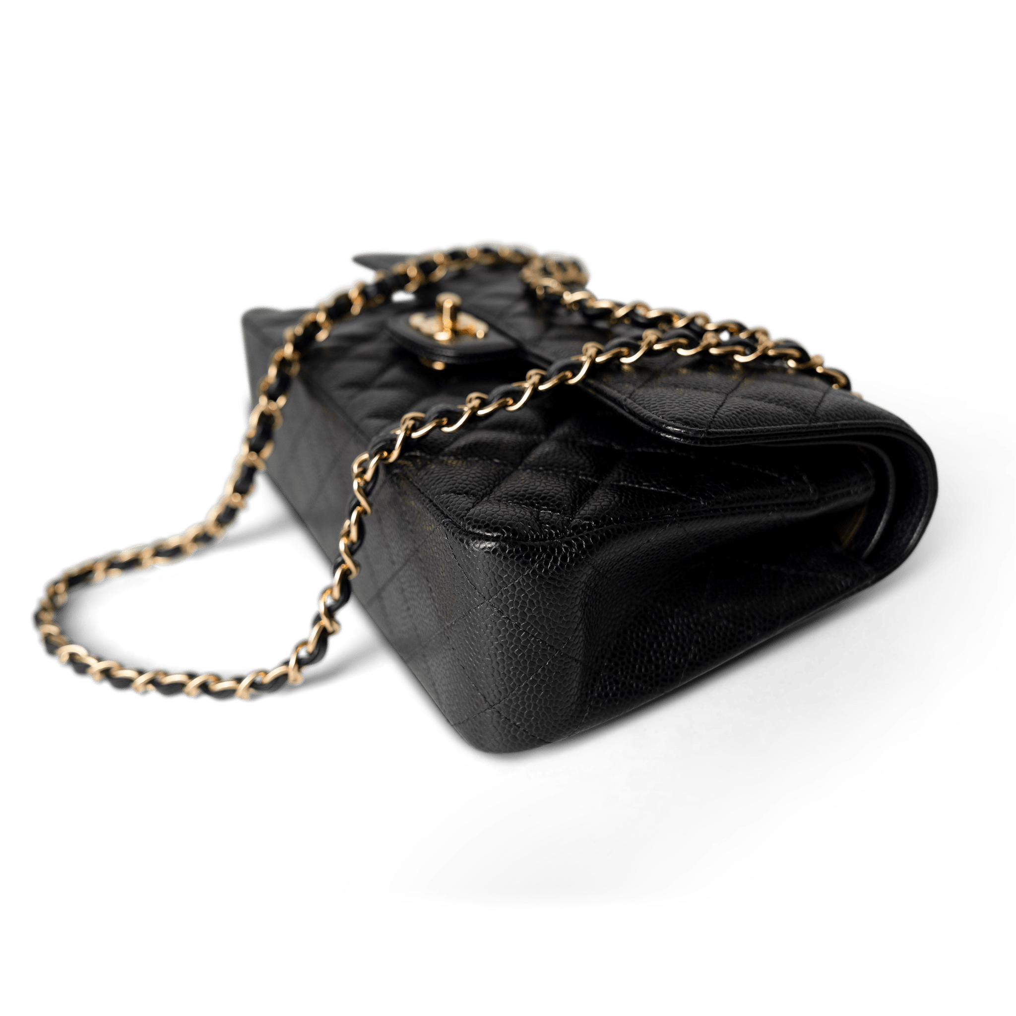 CHANEL Handbag Classic Flap / Black Black Caviar Quilted Classic Flap Medium Gold Hardware - Redeluxe