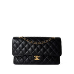 CHANEL Handbag Classic flap / Black Black Caviar Quilted Classic Flap Medium Gold Hardware - Redeluxe