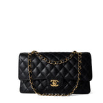 CHANEL Handbag Classic flap / Black Black Caviar Quilted Classic Flap Medium Gold Hardware - Redeluxe