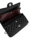 CHANEL Handbag Classic flap / Black Black Caviar Quilted Classic Flap Medium Silver Hardware - Redeluxe