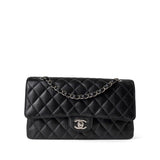 CHANEL Handbag Classic flap / Black Black Caviar Quilted Classic Flap Medium Silver Hardware - Redeluxe