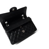 CHANEL Handbag Classic Flap / Black Black Caviar Quilted Classic Flap Small Silver Hardware - Redeluxe