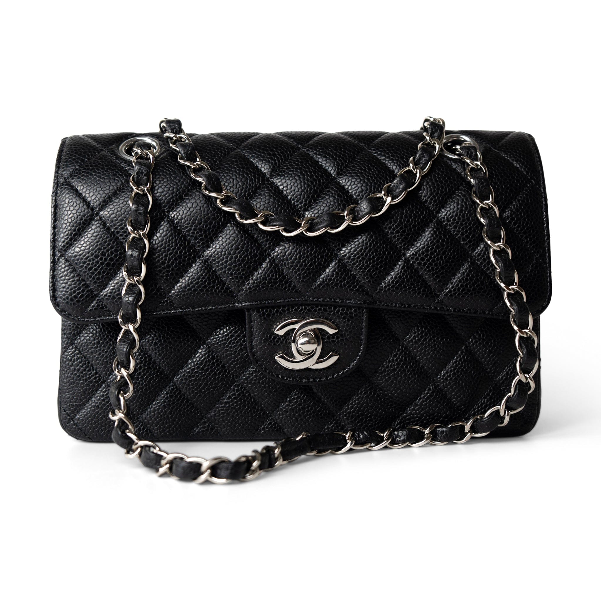 CHANEL Handbag Classic Flap / Black Black Caviar Quilted Classic Flap Small Silver Hardware - Redeluxe