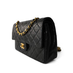 CHANEL Handbag Classic Flap / Black Vintage Black Lambskin Quilted Classic Flap Medium Gold Hardware - Redeluxe
