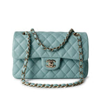 CHANEL Handbag Classic flap / Blue 19C Tiffany Blue Caviar Quilted Classic Flap Small Light Gold Hardware - Redeluxe
