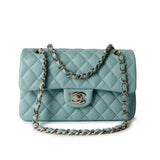 CHANEL Handbag Classic flap / Blue 19C Tiffany Blue Caviar Quilted Classic Flap Small Light Gold Hardware - Redeluxe
