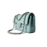 CHANEL Handbag Classic flap / Blue 19C Tiffany Blue Caviar Quilted Classic Flap Small Light Gold Hardware - Redeluxe