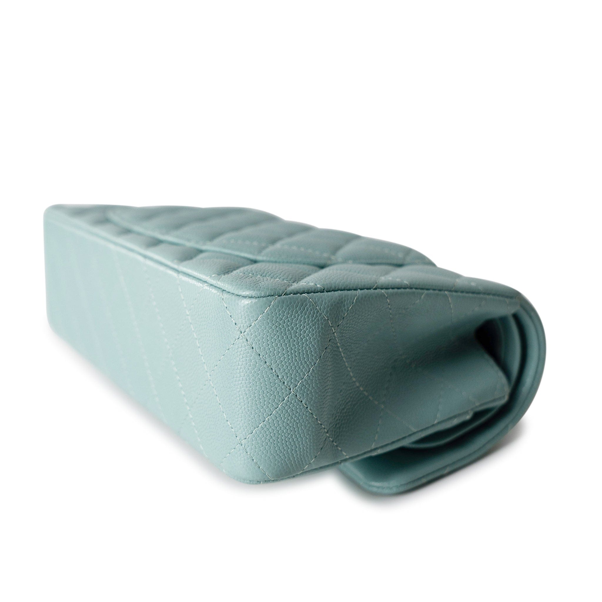 CHANEL Handbag Classic flap / Blue 19C Tiffany Blue Caviar Quilted Classic Flap Small Light Gold Hardware - Redeluxe