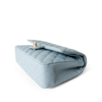 CHANEL Handbag Classic flap / Blue 22P Light Blue Caviar Quilted Classic Flap Medium Light Gold Hardware - Redeluxe
