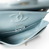 CHANEL Handbag Classic flap / Blue 22P Light Blue Caviar Quilted Classic Flap Medium Light Gold Hardware - Redeluxe
