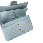 CHANEL Handbag Classic flap / Blue 22P Light Blue Caviar Quilted Classic Flap Medium Light Gold Hardware - Redeluxe