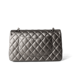 CHANEL Handbag Classic flap / Grey 21B Metallic Ruthenium Lambskin Quilted Classic Flap Medium Ruthenium Hardware - Redeluxe
