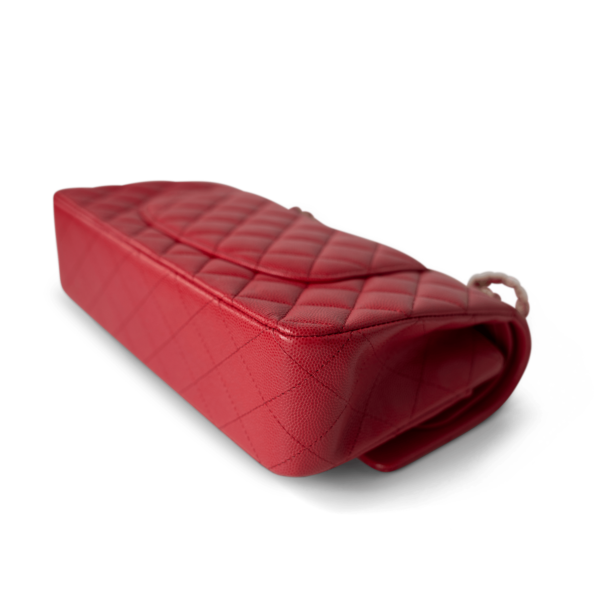 CHANEL Handbag Classic Flap / Red Red Caviar Quilted Classic Flap Medium Light Gold Hardware - Redeluxe