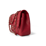 CHANEL Handbag Classic Flap / Red Red Caviar Quilted Classic Flap Medium Light Gold Hardware - Redeluxe