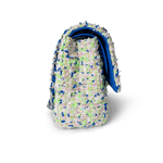 CHANEL Handbag Classic Flap / White 23S White Blue Green Tweed Quilted Classic Flap Medium - Redeluxe