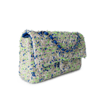 CHANEL Handbag Classic Flap / White 23S White Blue Green Tweed Quilted Classic Flap Medium - Redeluxe