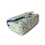 CHANEL Handbag Classic Flap / White 23S White Blue Green Tweed Quilted Classic Flap Medium - Redeluxe