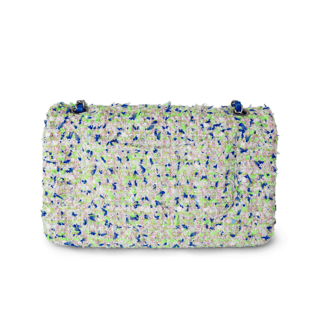 23S White Blue Green Tweed Quilted Classic Flap Medium – REDELUXE
