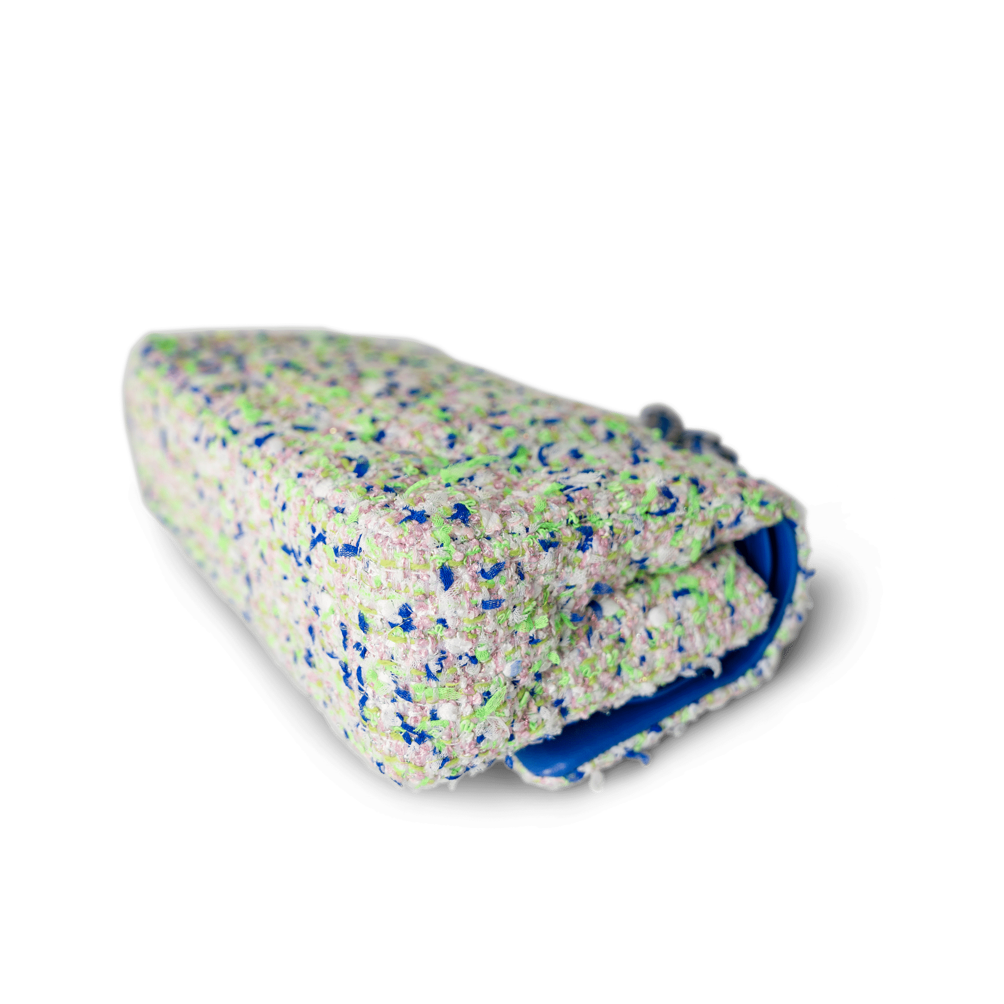 CHANEL Handbag Classic Flap / White 23S White Blue Green Tweed Quilted Classic Flap Medium - Redeluxe