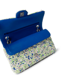 CHANEL Handbag Classic Flap / White 23S White Blue Green Tweed Quilted Classic Flap Medium - Redeluxe
