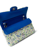 CHANEL Handbag Classic Flap / White 23S White Blue Green Tweed Quilted Classic Flap Medium - Redeluxe