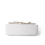 CHANEL Handbag Classic Flap / White White Caviar Quilted Jumbo Classic Flap Light Gold Hardware - Redeluxe