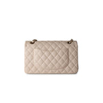 CHANEL Handbag Cream 20C Light Beige Caviar Quilted Classic Flap Medium Light Gold Hardware - Redeluxe