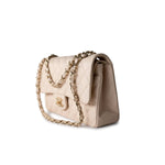 CHANEL Handbag Cream 20C Light Beige Caviar Quilted Classic Flap Medium Light Gold Hardware - Redeluxe