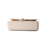 CHANEL Handbag Cream 20C Light Beige Caviar Quilted Classic Flap Medium Light Gold Hardware - Redeluxe