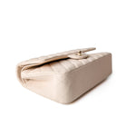 CHANEL Handbag Cream 20C Light Beige Caviar Quilted Classic Flap Medium Light Gold Hardware - Redeluxe